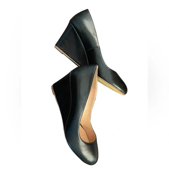 SIZE 11 MERUMOTE BLACK NEW IN BOX 3 1/4” WEDGE HEELS - Picture 1 of 3